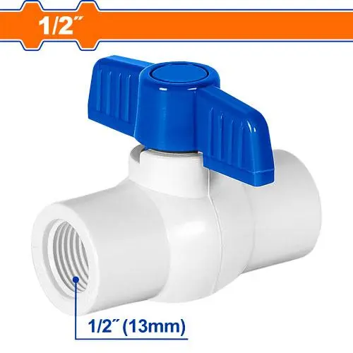VALVULA DE BOLA 1/2 PVC CON ROSCA 