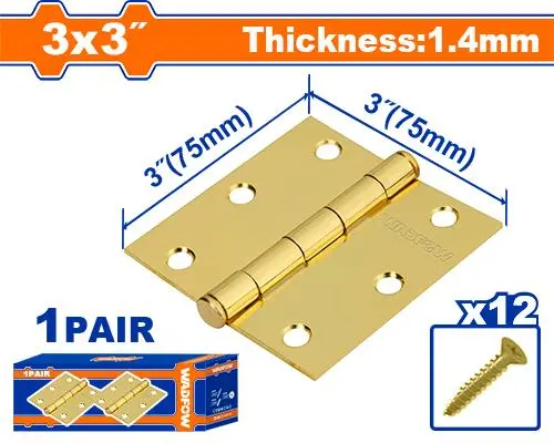 BISAGRA PAR 3X3 DORADA GALVA PARA PUERTA 