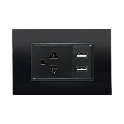 TOMA CORRIENTE + 2 USB ACRILICO CARGADOR 