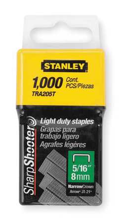 Grapas de trabajo ligero Light Duty Staples, 24 Ga, Wide Crown, 1/4 in Leg L, Steel, 1000 PK