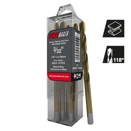 Mecha para metal con punta HSS de 3/32" x Unidad