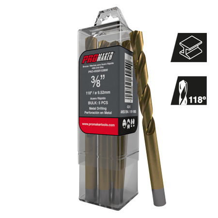 Mecha para metal con punta HSS de 3/8" x Unidad