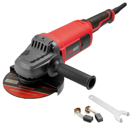 Esmeril PROMAKER 7" Angular 17.2 AMP 8400 RPM  2 escobillas de Carbon Extra